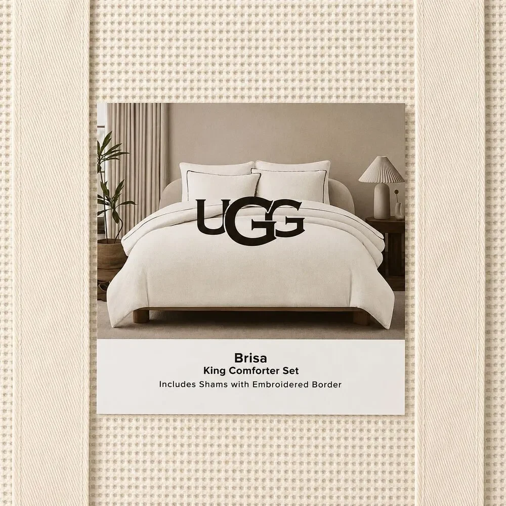 NWT UGG® King Brisa Gorgeous Comforter Set (Shams Hand Embroidered Border) RARE!
